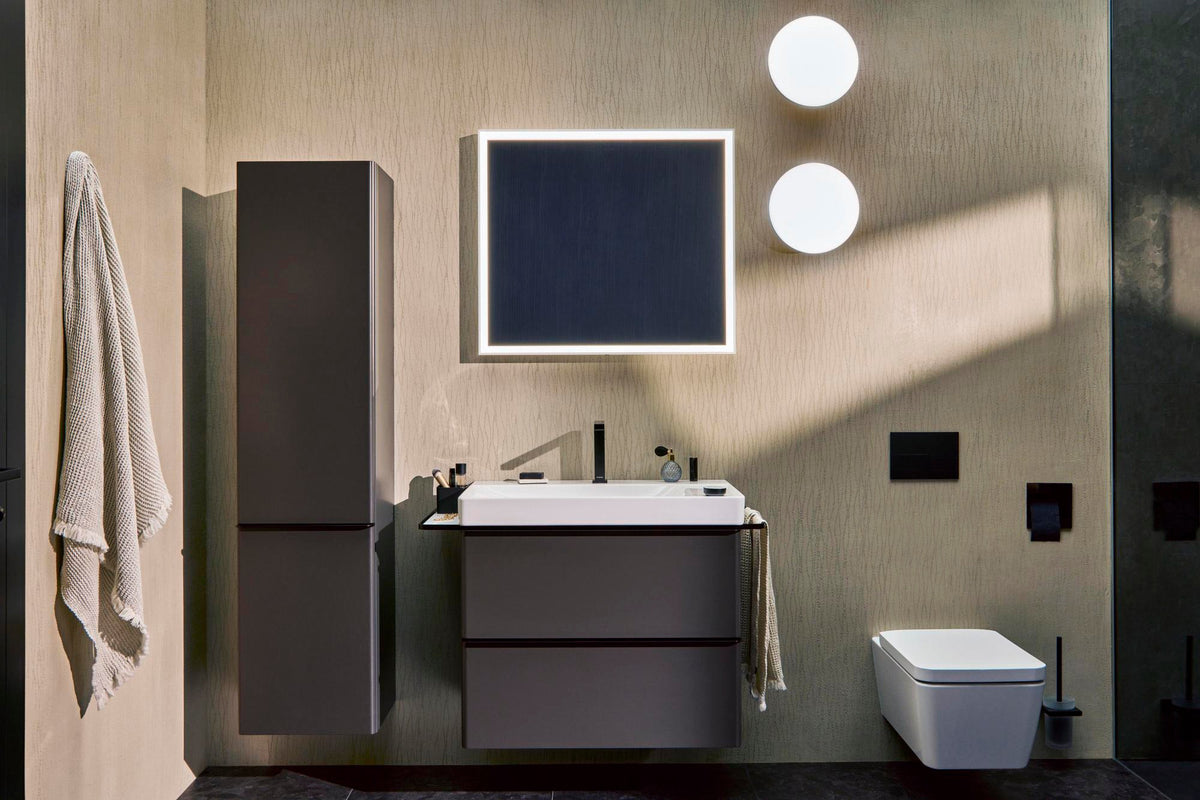 HANSGROHE Xarita E Wandspiegel 800x700 mm mattweiß mit LED-Beleuchtung und IR-Sensor