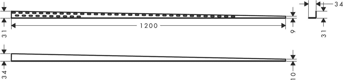 HANSGROHE RainTurn Neigungsprofil – Edelstahl V2A, 1200 mm, für bodengleiche Duschen