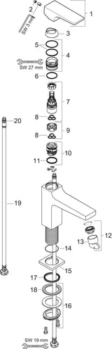 HANSGROHE METROPOL 100 Einhebel-Waschtischmischer DN 15 chrom CoolStart mit Push-Open Ablaufgarnitur