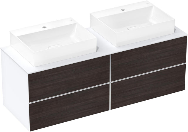 HANSGROHE Waschtischunterschrank Xevolos E 1570 mm mattweiß/eiche dunkel mit PushOpen und SoftClose