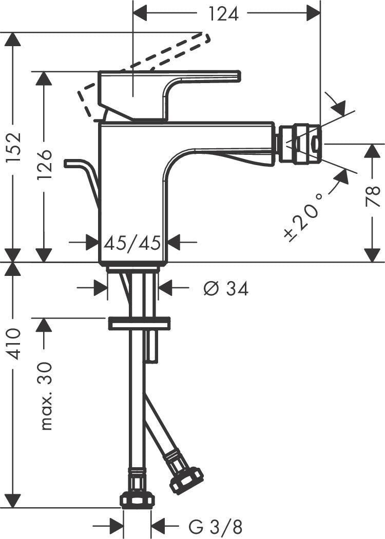 HANSGROHE Einhebel-Bidetmischer VERNIS Shape mit Zugstangen-Ablaufgarnitur, chrom
