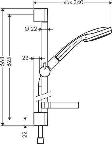 HANSGROHE Brauseset Croma 100 Mono mit Unica'C Brausestange 650 mm in Chrom