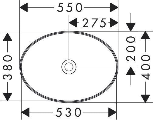 Hansgrohe Xuniva D Aufsatzwaschtisch 550x400mm weiß ohne Hahnloch ohne Überlauf