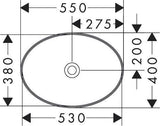Hansgrohe Xuniva D Aufsatzwaschtisch 550x400mm weiß ohne Hahnloch ohne Überlauf