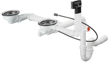 Hansgrohe Select Automatische Ab- und Überlaufgarnitur für Doppelbecken Granit D17-12, Chrom