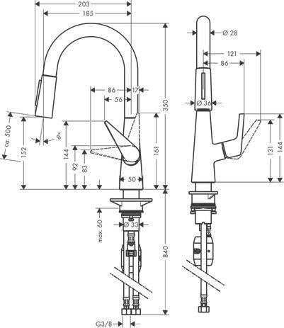 HANSGROHE Talis S 160 Einhebel-Küchenmischer mit Ausziehbrause, Chrom