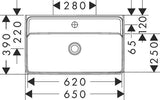 HANSGROHE Waschtisch Xanuia Q Compact 650x370mm weiß ohne Hahnloch mit Überlauf