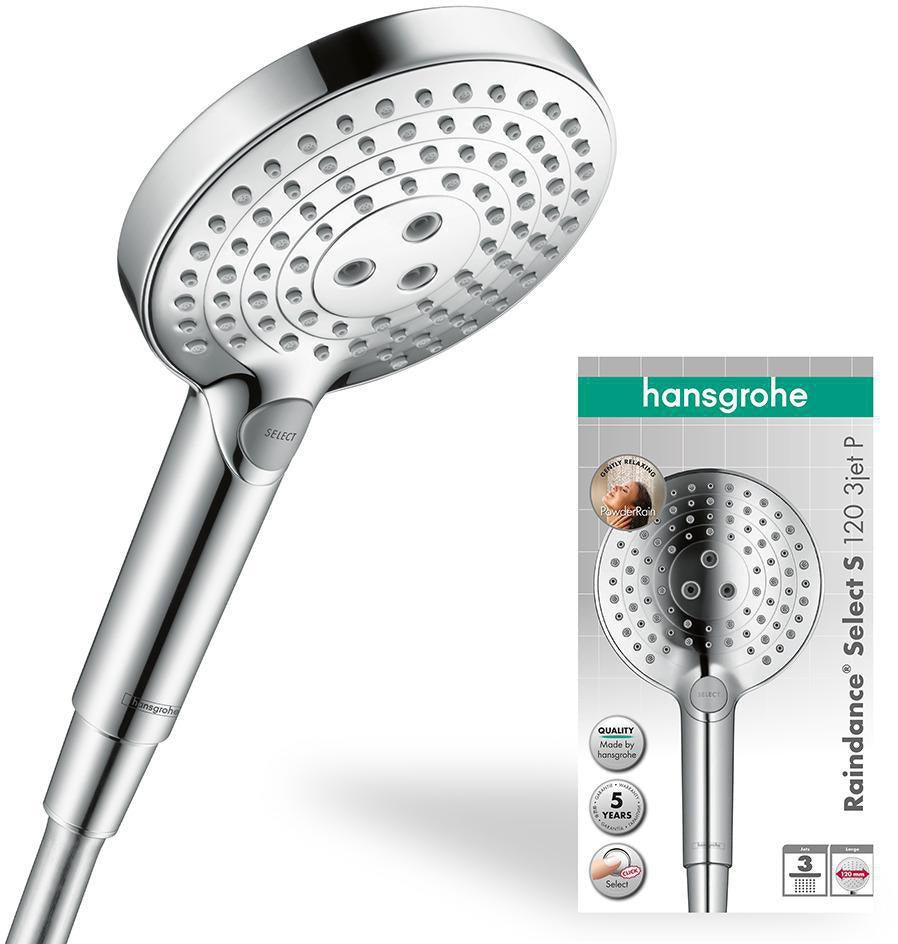 HANSGROHE Raindance Select S 120 3jet Handbrause chrom 125 mm – 3 Strahlarten mit Select-Taste