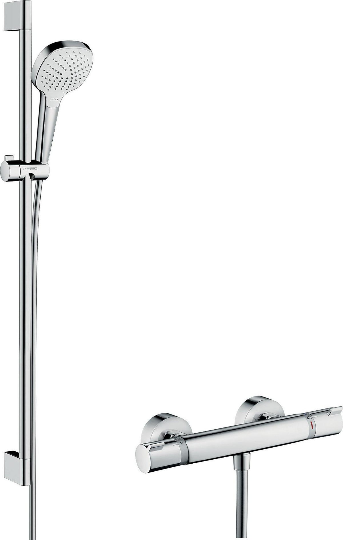 HANSGROHE Brausekombi Croma Select E Vario Shower Set 900 mm weiß/chrom – Thermostat & Select-Taste