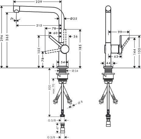 HANSGROHE Talis M54 270 Spültischmischer Niederdruck Chrom – ComfortZone 270