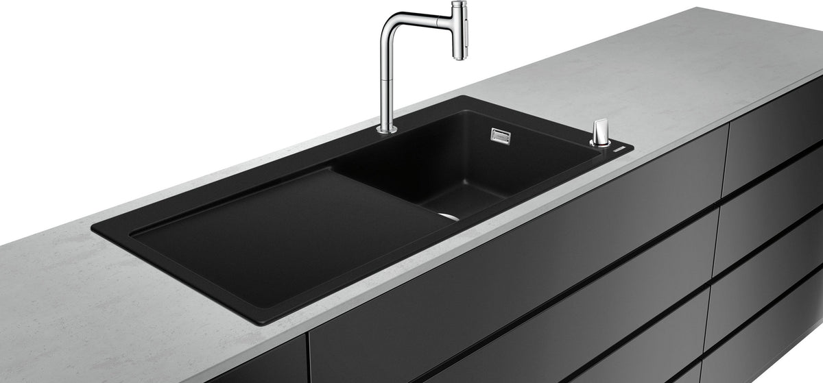 HANSGROHE Spülencombi Select 200 mit Abtropffläche C51-F450-08 chrom – SilicaTec Einbauspüle