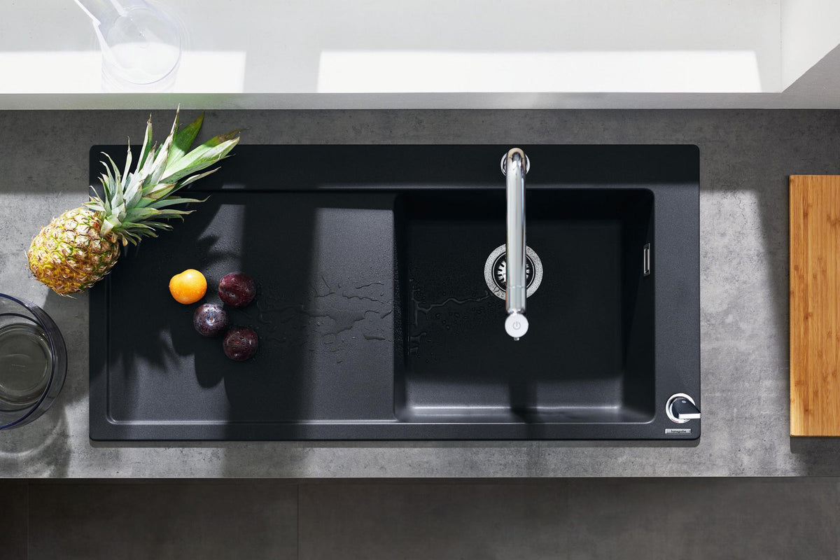 HANSGROHE Spülencombi Select 200 mit Abtropffläche C51-F450-08 chrom – SilicaTec Einbauspüle