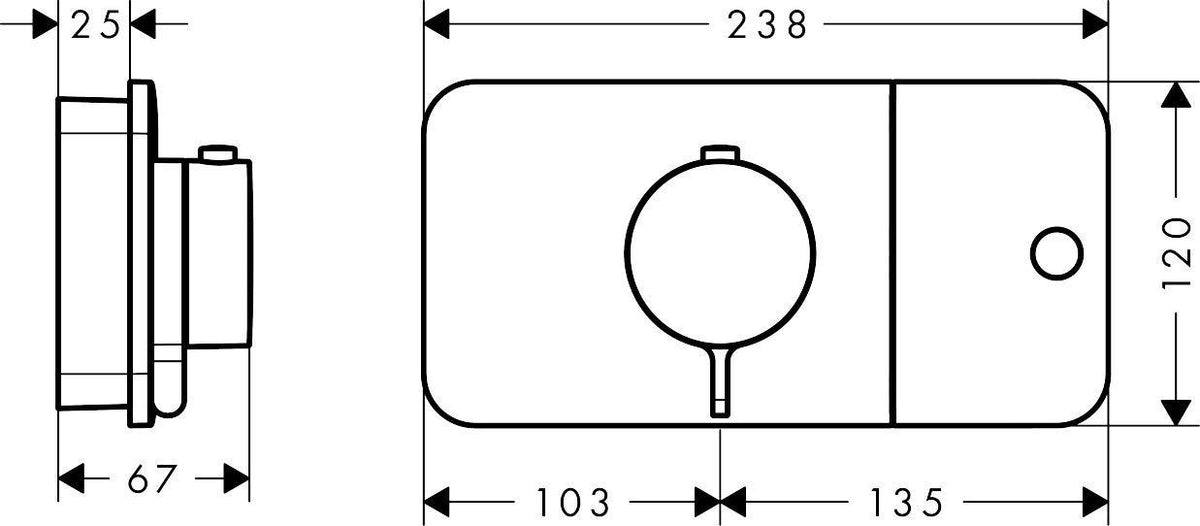 AXOR One Thermostatmodul Unterputz für 1 Verbraucher mit Select-Tasten und Eco-Funktion in Chrom