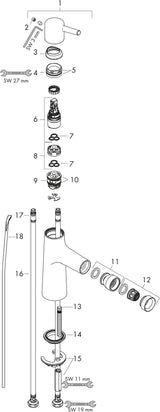 HANSGROHE Talis S Einhebel-Bidetmischer DN 15 Chrom mit Zugstangen-Ablaufgarnitur