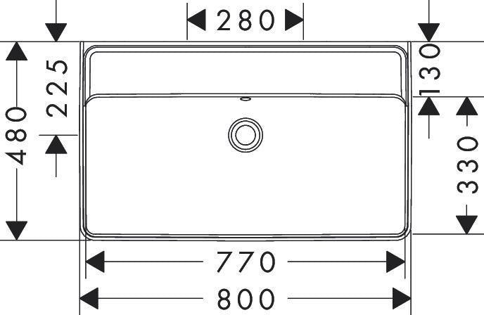HANSGROHE Xanuia Q Aufsatzwaschtisch 800x480 mm weiß mit Hahnloch und Überlauf