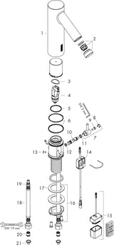 AXOR Starck Elektronik-Waschtischmischer DN 15 mit Infrarot-Sensor und Batteriebetrieb, Chrom