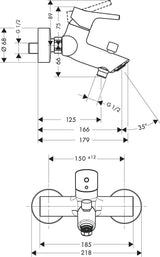 Hansgrohe Talis S Einhebel-Wannenmischer DN 15 Chrom – Wandmontage mit Temperaturbegrenzung