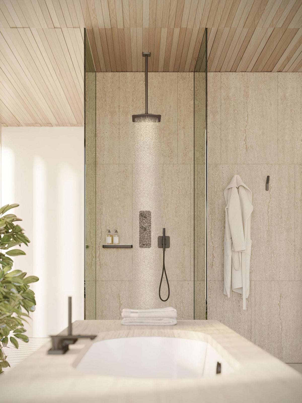 AXOR Universal Softsquare Ablage 300 mm Wandmontage verchromt mit Sicherheitsglas