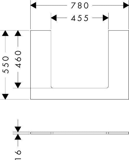 HANSGROHE Xilesa E Konsole 780x550mm Eiche mit mittigem Ausschnitt für Aufsatzwaschtisch