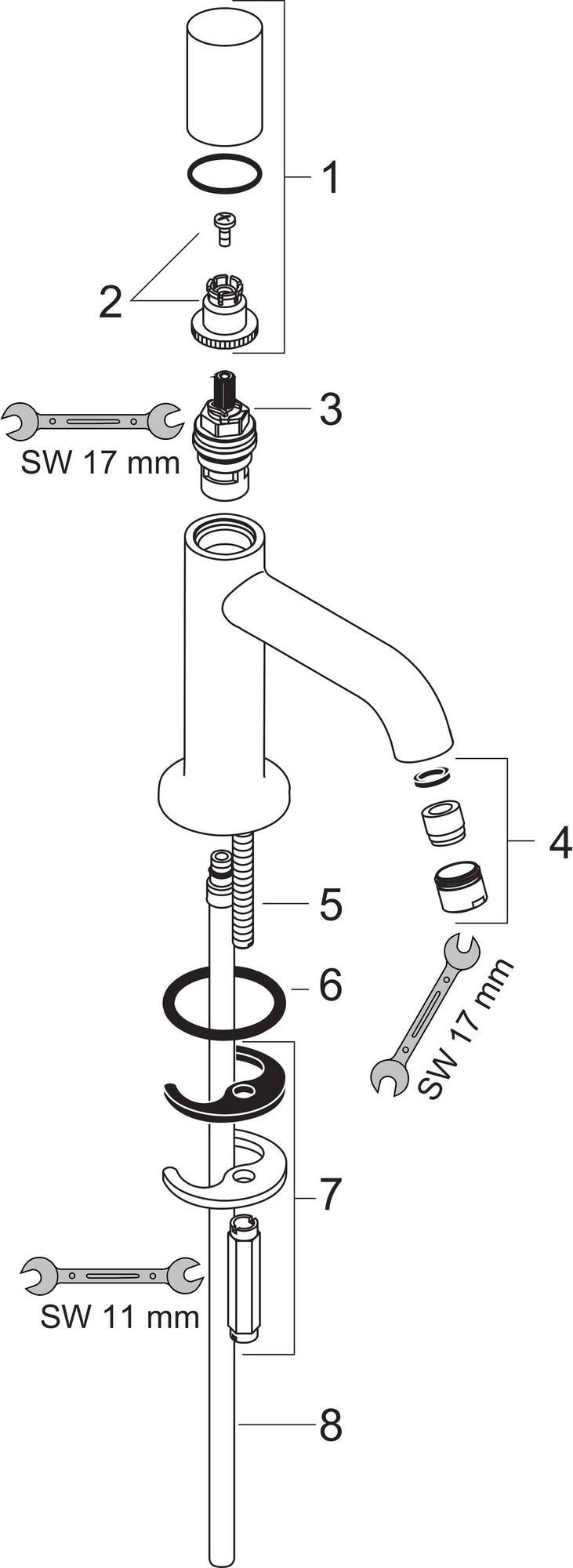 AXOR Uno Standventil DN15 mit Zylindergriff und Festauslauf in Chrom