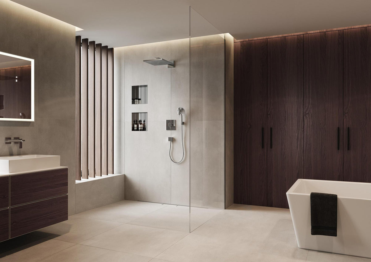 HANSGROHE RainDrain Match Plus Duschrinne 800 mm mattschwarz mit höhenverstellbarem Rahmen