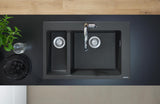 HANSGROHE Einbauspüle S51 180/450 SilicaTec Graphitschwarz mit 2 Becken