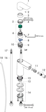 HANSGROHE Metris Einhebel-Bidetmischer DN 15 chrom mit Zugstangen-Ablaufgarnitur