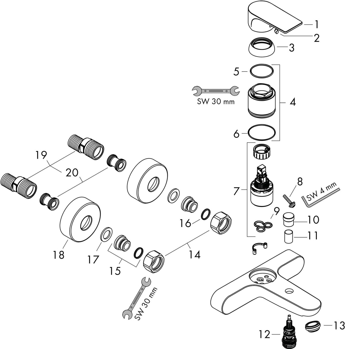 HANSGROHE Rebris E Einhebel-Wannenmischer Aufputz Chrom – Wandmontage, Temperaturbegrenzung