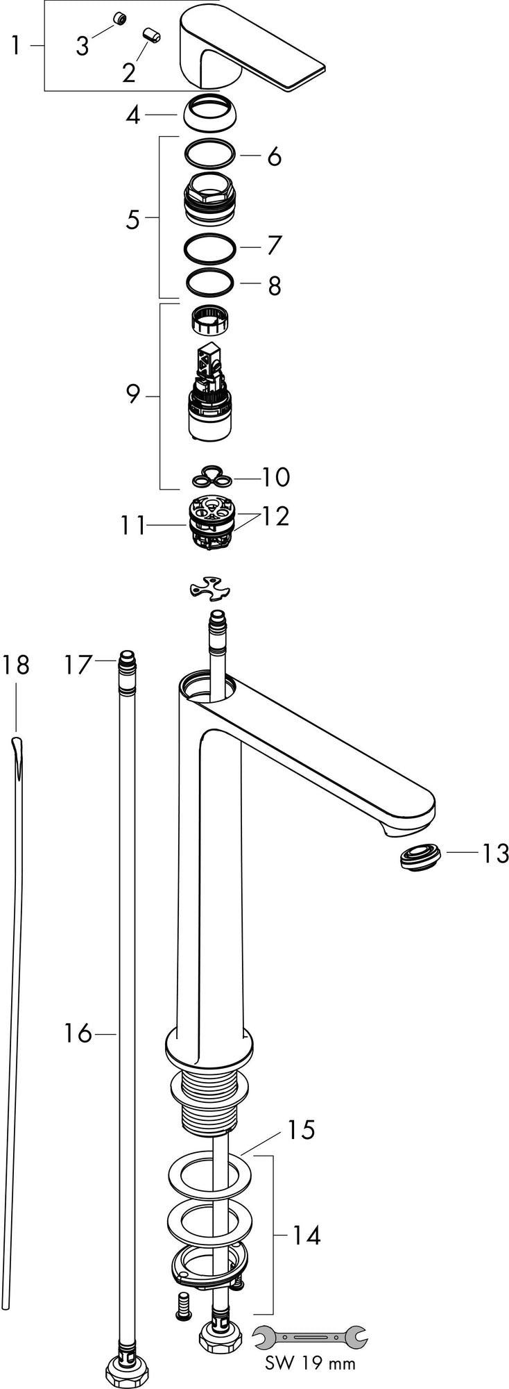 Hansgrohe Rebris E Einhebel-Waschtischmischer 240 CoolStart mit Zugstangen-Ablaufgarnitur chrom