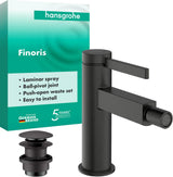 HANSGROHE Finoris Einhebel-Bidetmischer mit Push-Open Ablaufgarnitur, chrom
