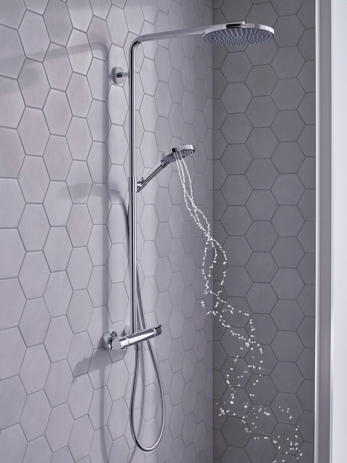 HANSGROHE Raindance Select S Showerpipe mit Thermostat Ecostat Comfort – 240 mm Kopfbrause, Chrom