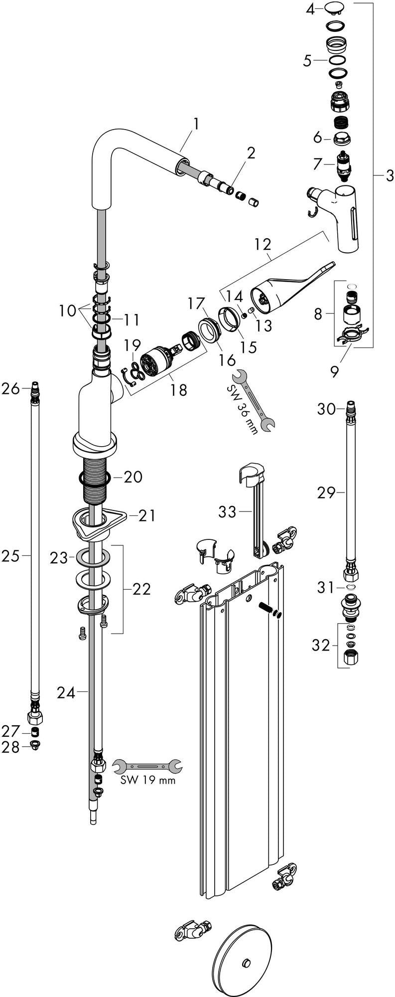 AXOR Citterio 2jet Spültischmischer 230 Select mit sBox Ausziehbrause, Chrom