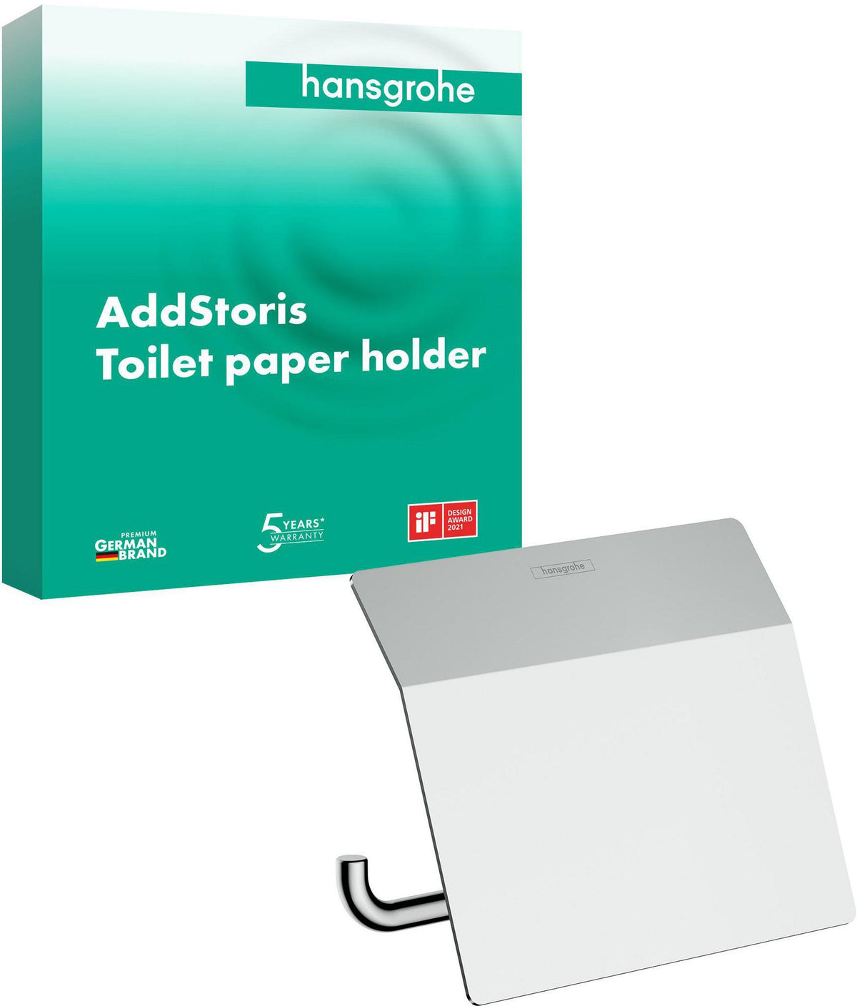 HANSGROHE AddStoris Papierrollenhalter mit Deckel, Chrom, Wandmontage