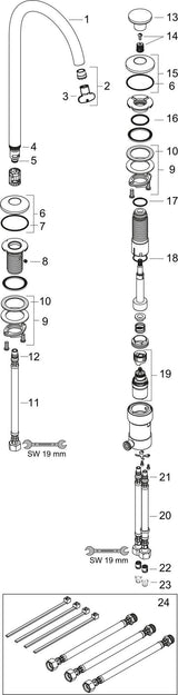 AXOR ONE Select 260 2-Loch-Waschtischmischer mit Push-Open Ablaufgarnitur, chrom