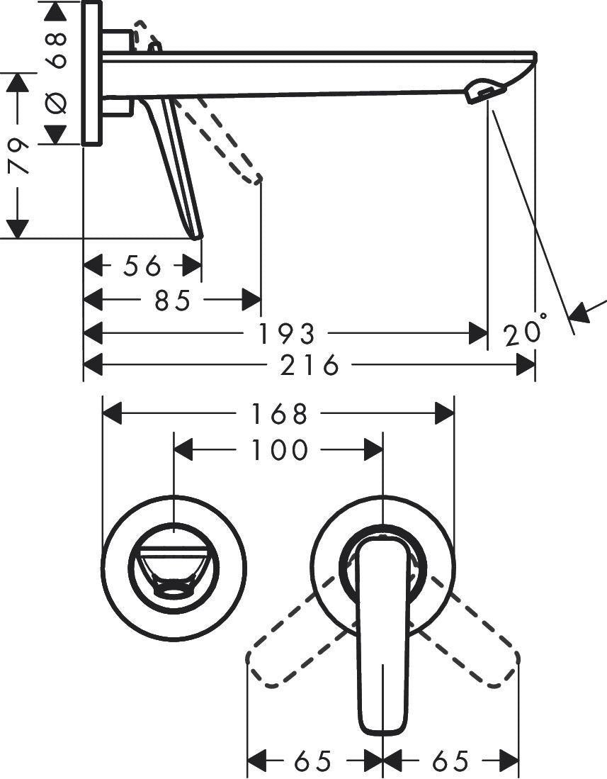 AXOR Citterio C Einhebel-Waschtischmischer Unterputz 193 mm Ausladung Chrom
