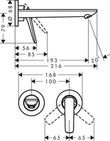 AXOR Citterio C Einhebel-Waschtischmischer Unterputz 193 mm Ausladung Chrom