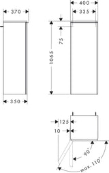 HANSGROHE Xelu Q Halbhochschrank 1065 mm weiß hochglanz – 1 Tür, SoftClose, links