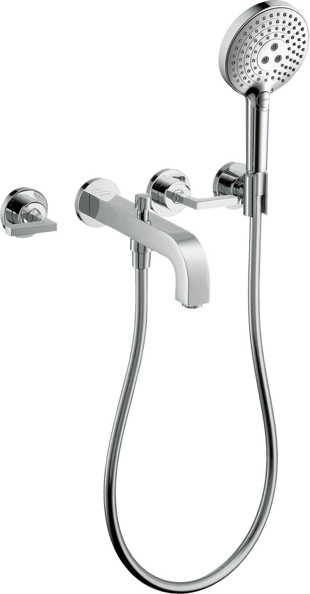 AXOR CITTERIO 3-Loch-Wannenarmatur DN 15 Unterputz mit Handbrause und Kreuzgriff Chrom