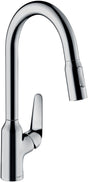 HANSGROHE Focus M42 Spültischmischer 220 mit Ausziehbrause, chrom – ComfortZone, 360° Schwenkbereich