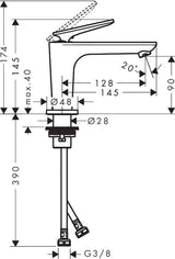 AXOR Citterio C Waschtisch-Einhebelmischer mit Ablaufgarnitur, Auslaufhöhe 90 mm, chrom