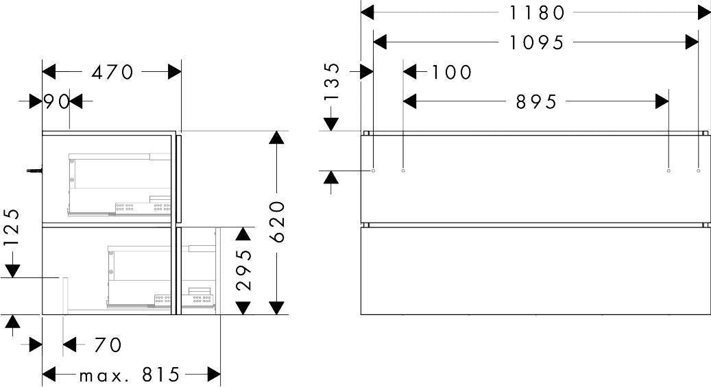 HANSGROHE Waschtischunterschrank Xilesa E 1180 mm mit 2 Schubkästen und SoftClose
