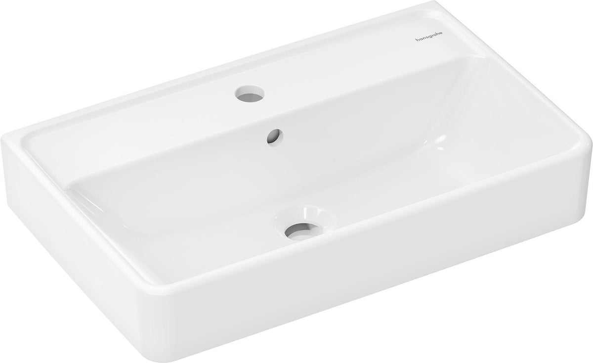 HANSGROHE Xanuia Q Compact Waschtisch 600x370mm mit SmartClean Glasur, Hahnloch und Überlauf