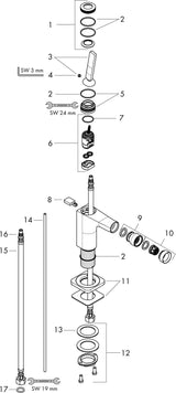 AXOR CITTERIO E Einhebel-Bidetmischer DN 15 mit Zugstangen-Ablaufgarnitur, chrom