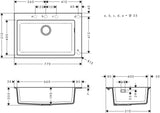 HANSGROHE Einbauspüle S51 660 SilicaTec Graphitschwarz 1 Becken 800 mm Unterschrank
