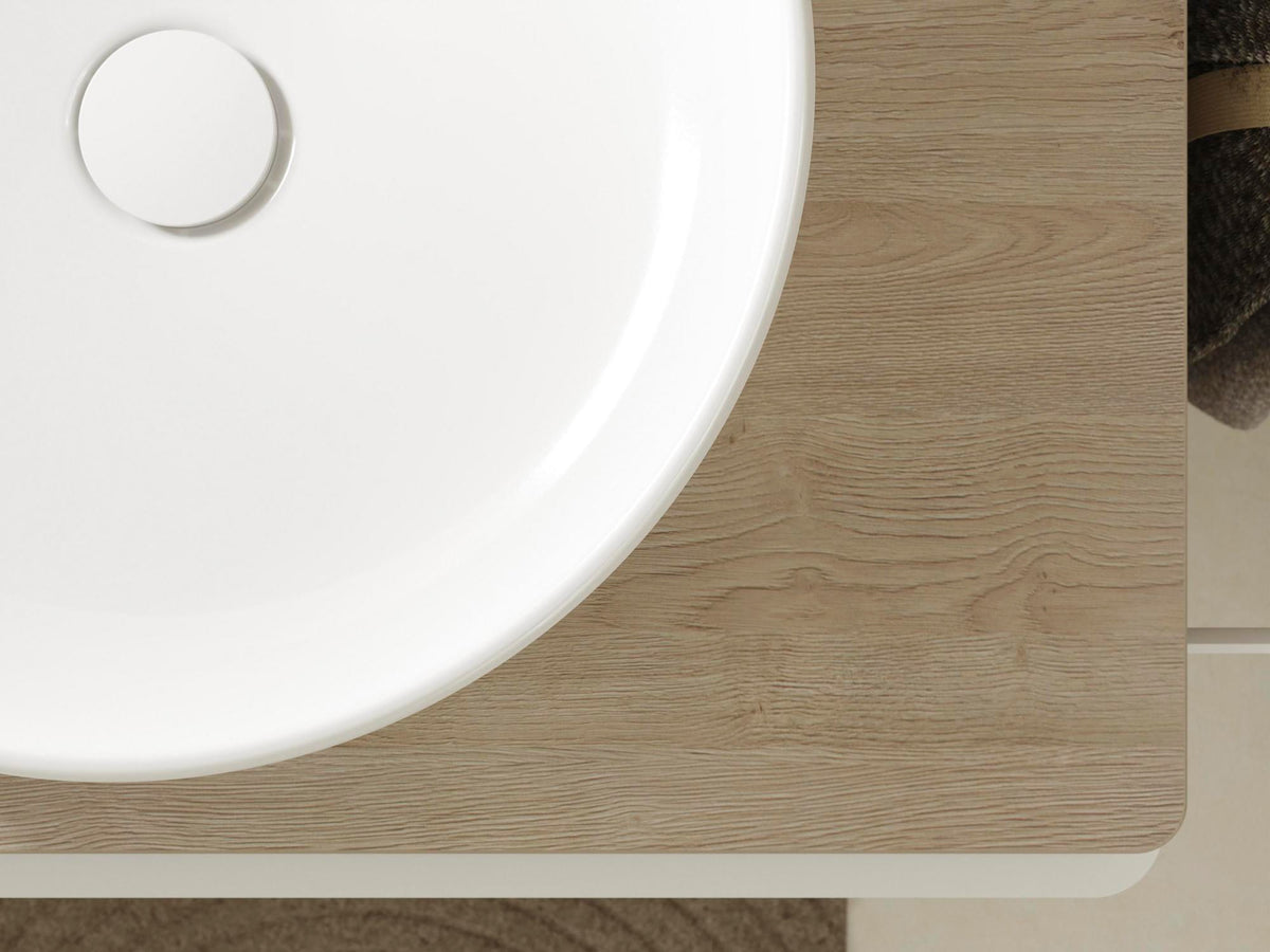 HANSGROHE Xelu Q Konsole 1360 mm weiß hochglanz mit 2 Ausschnitten ohne Hahnloch