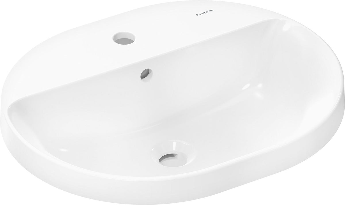 HANSGROHE Xuniva U Einbauwaschtisch 55x40 cm, weiß glänzend, mit Hahnloch und Überlauf