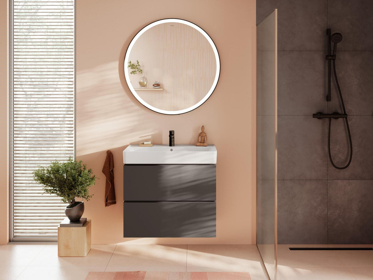 HANSGROHE Waschtisch Compact Xanuia Q 800x480mm weiß mit Hahnloch und Überlauf