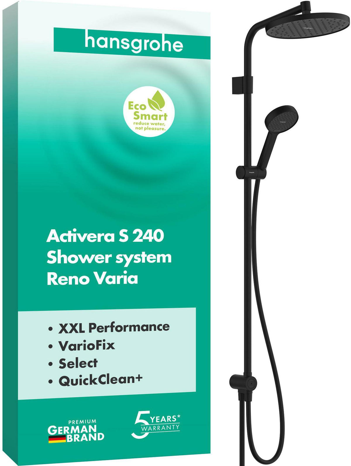 HANSGROHE Activera S Showerpipe 240 1jet EcoSmart Reno Varia chrom – Duschsystem mit Kopf- und Handbrause