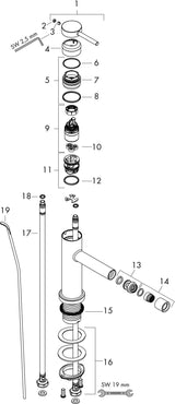 HANSGROHE Einhebel-Bidetmischer Tecturis S mit Zugstange, Ausladung 148 mm, chrom