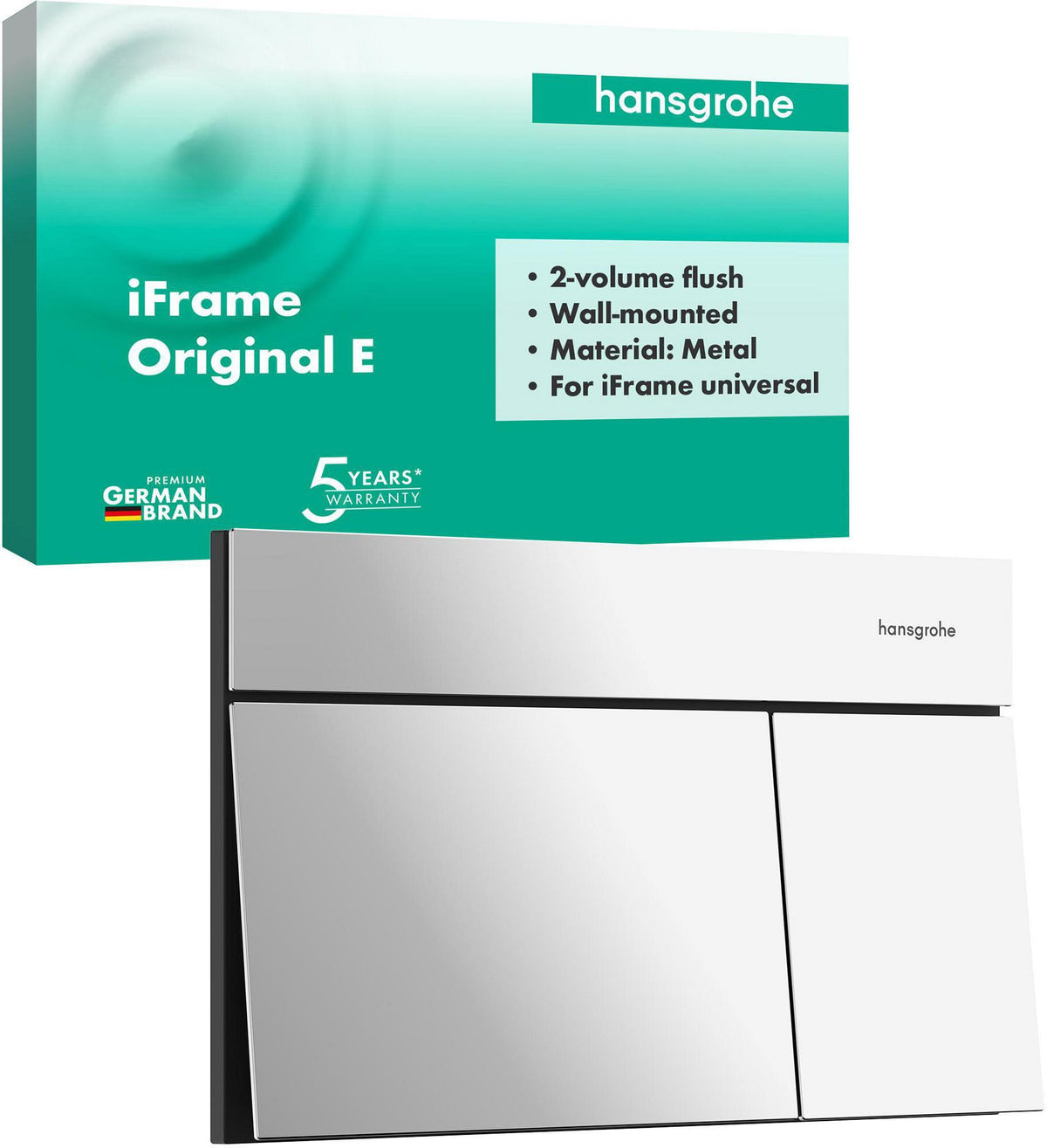 Hansgrohe iFrame Element E Betätigungsplatte mit 2-Mengen-Spülung, Metall, gebürstet